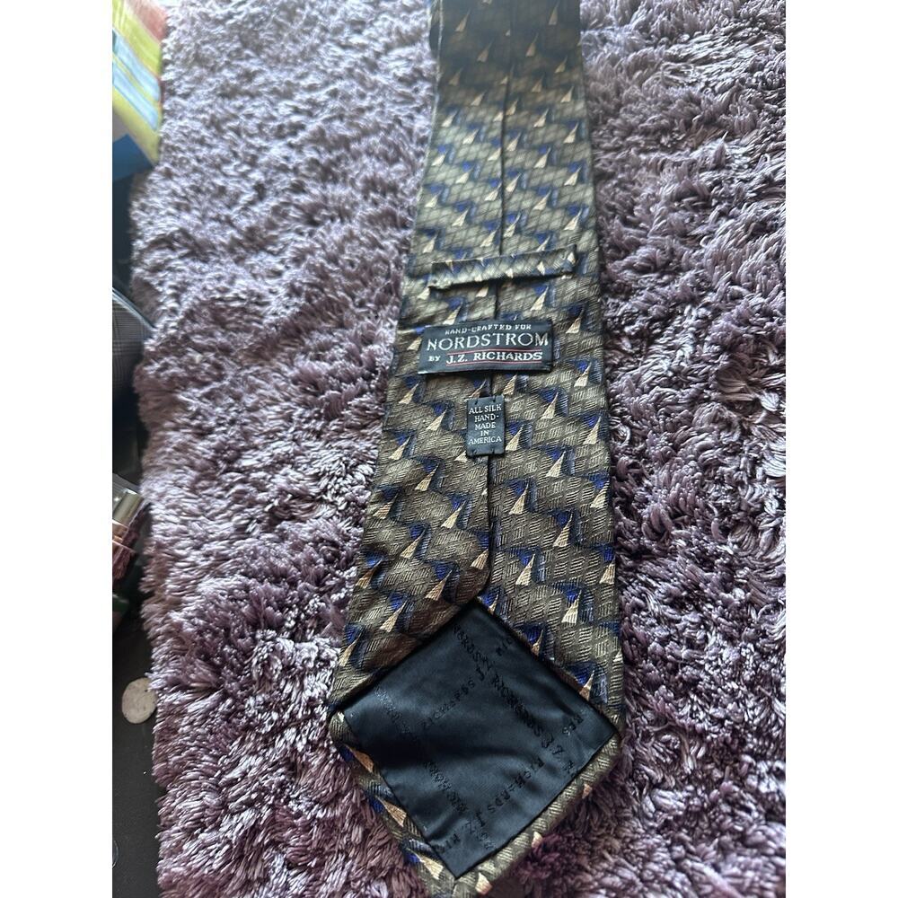Brooks Brothers Nordstrom J.Z. Richards Men's Gold Blue Silk‎ Geometric Tie